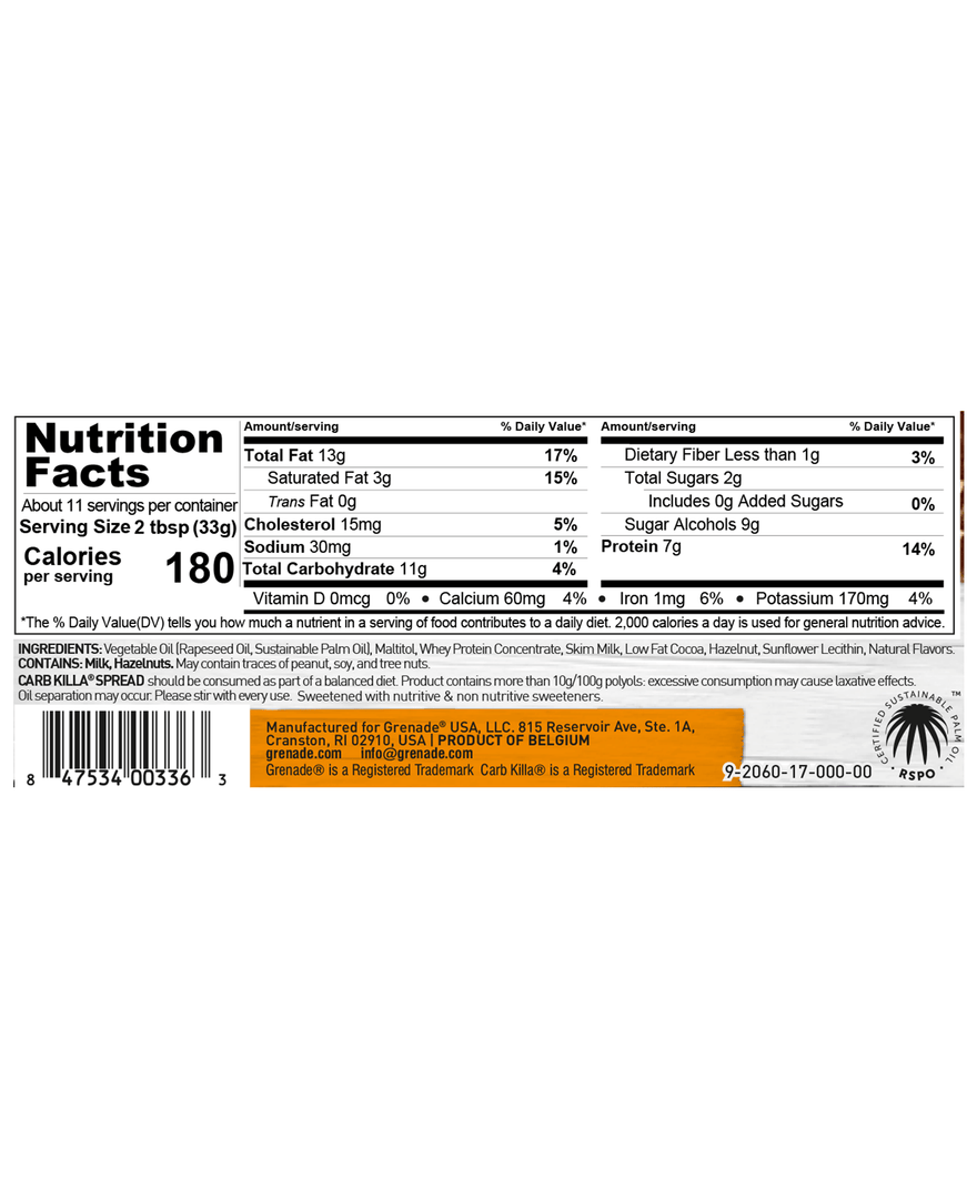 Grenade Carb Killa Protein Spread - Hazel Nutter, 12.7 Oz 4 Grenade Carb Killa Protein Spread - Hazel Nutter, 12.7 Oz