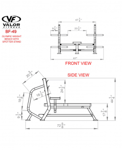 Valor Fitness Olympic Weight Bench With Spotter Stand