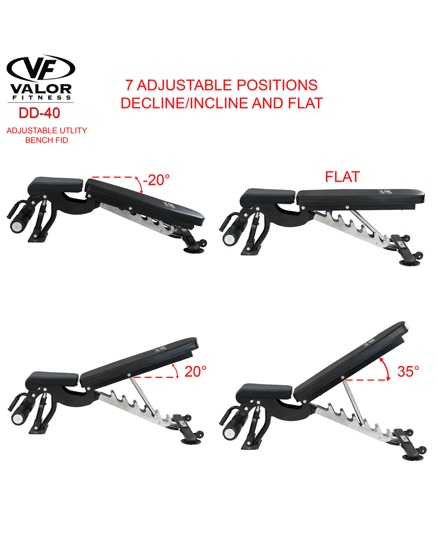 Valor Fitness Equipment ValorPRO Adjustable Utility Bench FID 6 Valor Fitness Equipment ValorPRO Adjustable Utility Bench FID