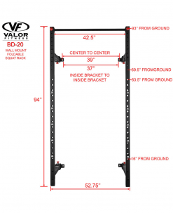 Valor Fitness Equipment Wall Mount Foldable Squat Rack