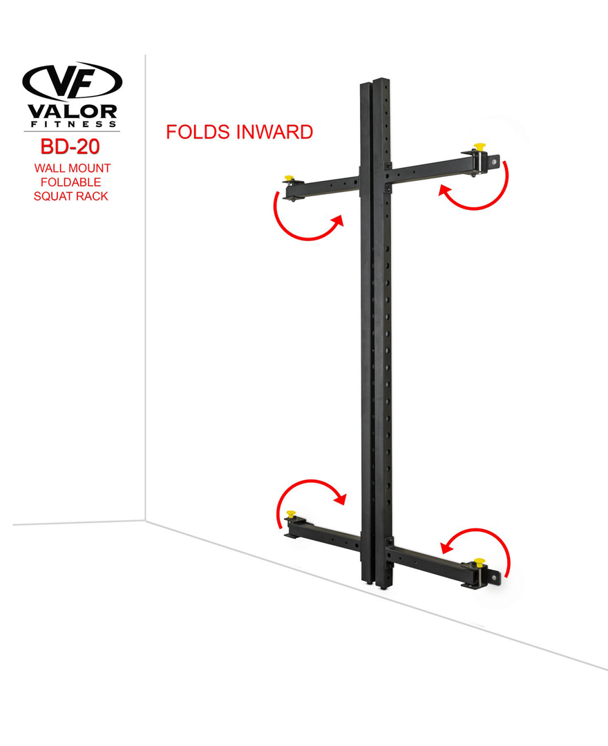 Valor Fitness Equipment Wall Mount Foldable Squat Rack 6 Valor Fitness Equipment Wall Mount Foldable Squat Rack
