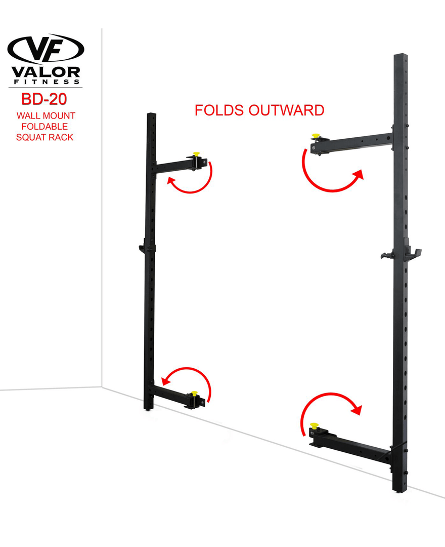 Valor Fitness Equipment Wall Mount Foldable Squat Rack 7 Valor Fitness Equipment Wall Mount Foldable Squat Rack