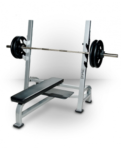 York Barbell Equipment Olympic Flat Bench With Gun Racks