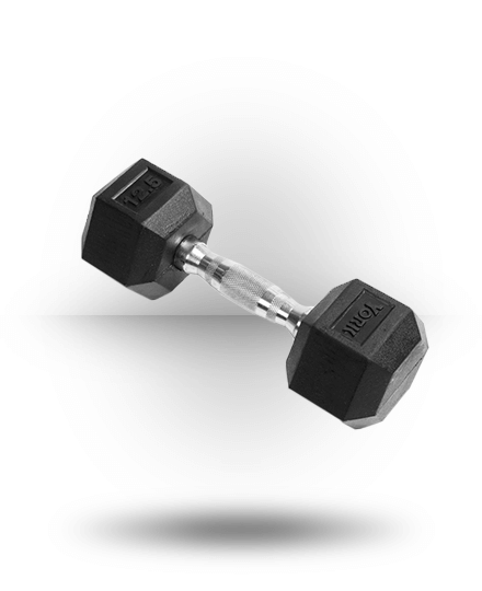 York Barbell Rubber Hex Dumbbell With Chrome Ergo Handle Equipment 3 York Barbell Rubber Hex Dumbbell With Chrome Ergo Handle Equipment