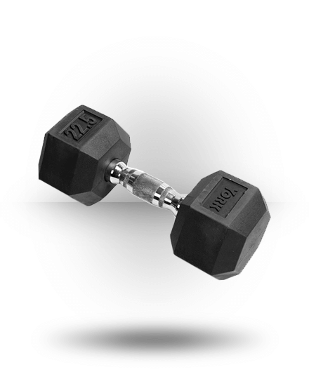 York Barbell Rubber Hex Dumbbell With Chrome Ergo Handle 3 York Barbell Rubber Hex Dumbbell With Chrome Ergo Handle