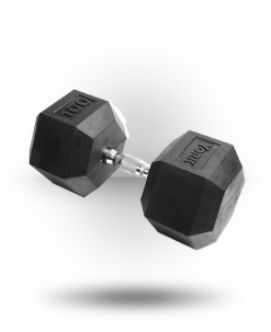 York Barbell Equipment Rubber Hex Dumbbell With Chrome Ergo Handle