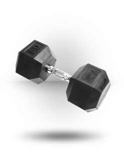 York Barbell Rubber Hex Dumbbell With Chrome Ergo Handle