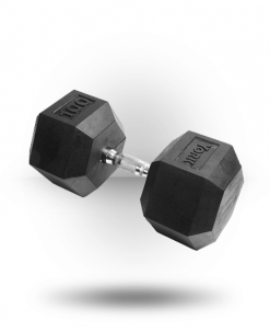 York Barbell Equipment Rubber Hex Dumbbell With Chrome Ergo Handle