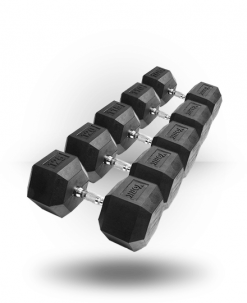 York Barbell Equipment Rubber Hex Dumbbell With Chrome Ergo Handle Set