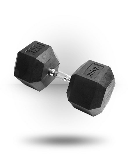 York Barbell Rubber Hex Dumbbell With Chrome Ergo Handle Equipment 3 York Barbell Rubber Hex Dumbbell With Chrome Ergo Handle Equipment